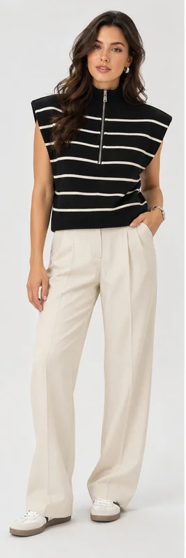 Striped vest with zip