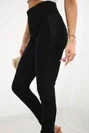 Black trousers with decorative side stripes
