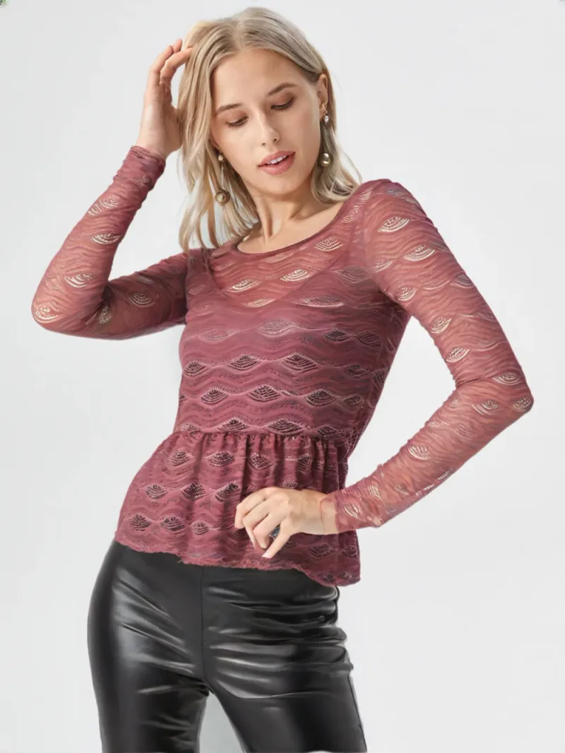 Mariel lace blouse with ruffles