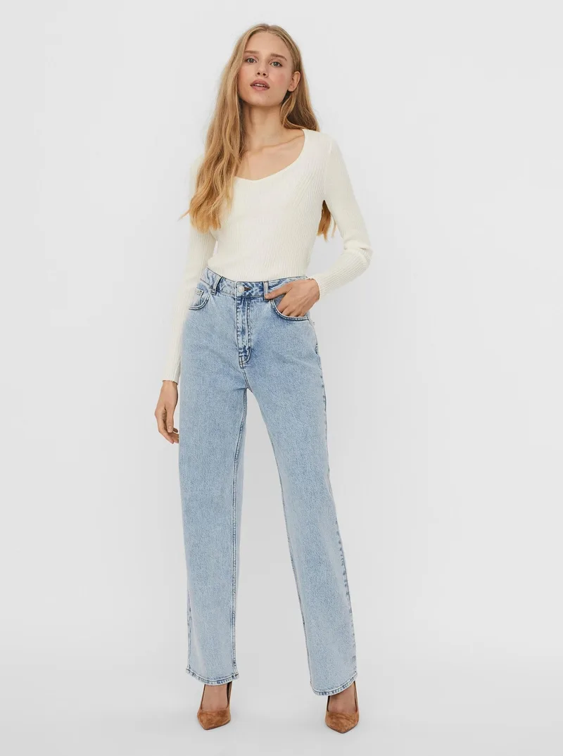 Vero Moda smalki adīts tops ar V veida kakli