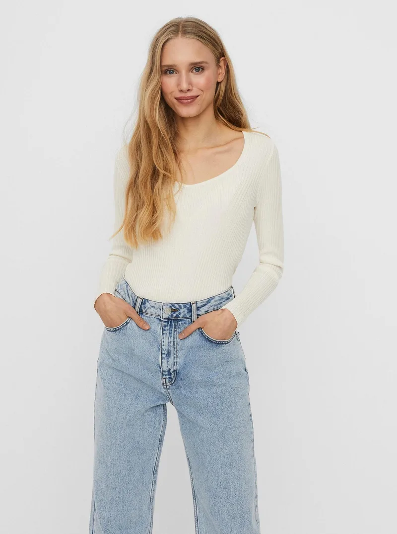 Vero Moda smalki adīts tops ar V veida kakli
