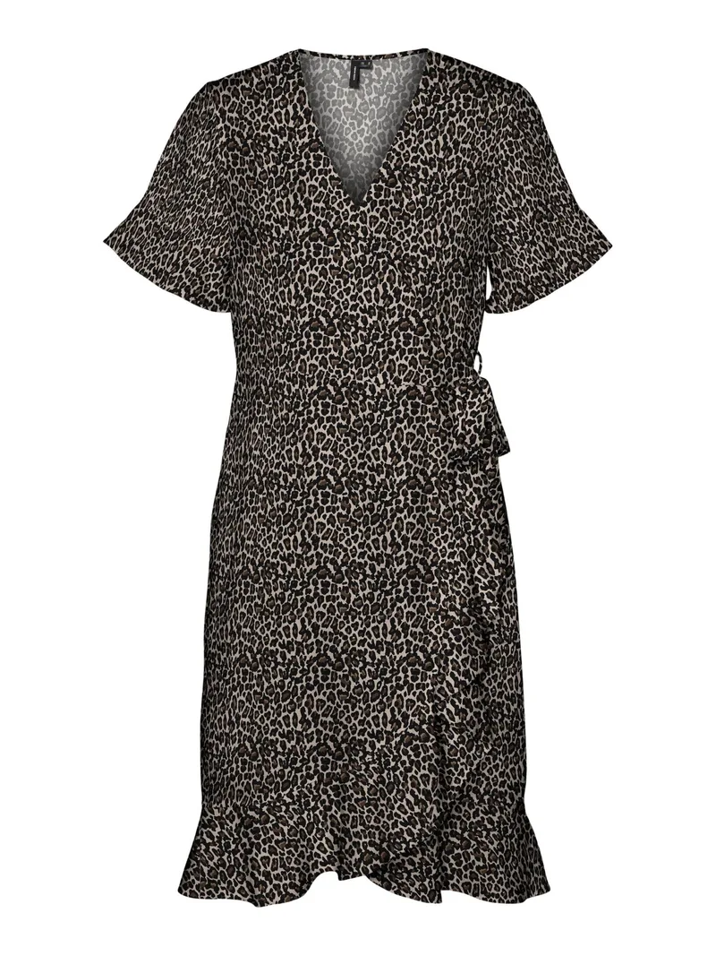 Pārlaidumkleita ar volāniem un leoparda printu